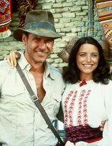 Harrison Ford and Karen Allen behind the scenes of Raiders of the Lost Ark (1981)
