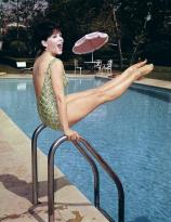 Yvonne Craig by the pool