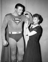 George Reeves and Lucille Ball during the filming of the I Love Lucy episode, Lucy and Superman.