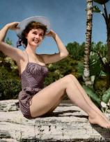 Debbie Reynolds at a beach