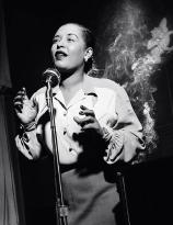 Billie Holiday performing in New York, 1947, photo by Herman Leonard