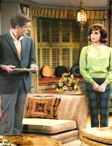 Rob and Laura Petrie in their colorized living room