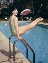 Yvonne Craig by the pool