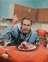 Actor Vincent Price on the set of his cooking show, circa 1970s