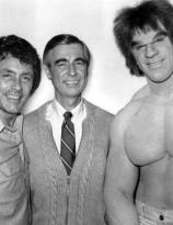Mr Rogers visiting the set of The Incredible Hulk, 1980