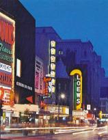 Retro city downtown postcard