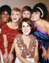 From Laugh-In - Chelsea Brown, Goldie Hawn, Judy Carne,  Jo Anne Worley and Ruth Buzzi