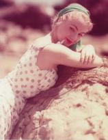 Shirley Jones on a rock