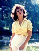 Elizabeth Taylor in a yellow shirt