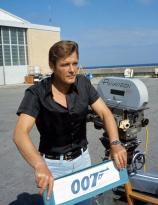 Roger Moore on the set of Live and Let Die (1973)