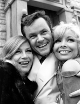Nita Talbot, Bob Crane and Arlene Martel on-set of A Tiger Hunt in Paris, HOGANS HEROES (1965-1971)