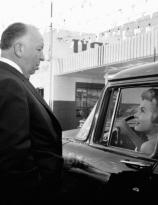 Alfred Hitchcock and Janet Leigh during filming of Psycho