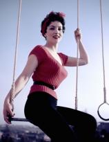 Gina Lollobrigida in a red sweater