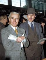 Charlie Chaplin and Walt Disney at the Santa Anita Race Track - 1939