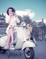 Maria Felix for Vespa scooters in Paris 1955