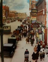 New York Kings Highway, Brooklyn 1929 (Hand colored postcard)