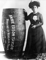 Annie Edson Taylor, the first person to survive going over Niagara Falls in a barrel (1901)