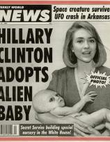 Official photo of Hillary Clinton adopts alien baby