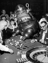 Robby the Robot playing roulette at the Sands Hotel