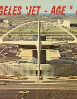 Vintage postcard of the Theme Building at Los Angeles Airport in the early 1960s