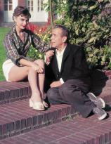 Audrey Hepburn and Humphrey Bogart photographed on the set of Sabrina, 1953