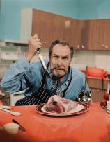 Actor Vincent Price on the set of his cooking show, circa 1970s