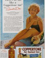 Coppertone ad featuring Sandra Dee