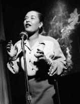 Billie Holiday performing in New York, 1947, photo by Herman Leonard